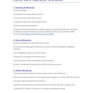 Home Care Checklist, Home Care Marketing, Senior Care Marketing, Personal Care, Home Care, Home Care Business, Home Health Checklist