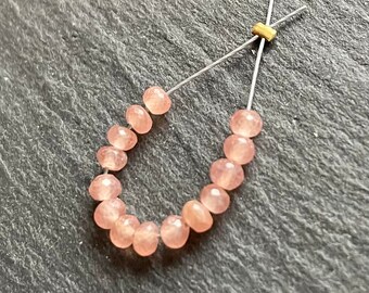 Micro Faceted Peach Rhodochrosite Rondelles - 3mm - Set of 14