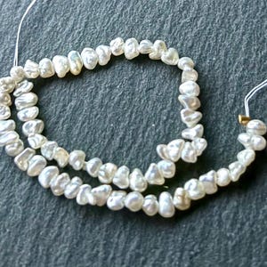 Japanese Akoya Keshi Pearls - 6” Mini Strand - Silver Platinum Pearls