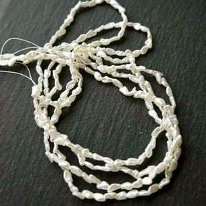 Japanese Akoya Keshi Pearls - 5” Mini Strand - Silver Platinum Pearls