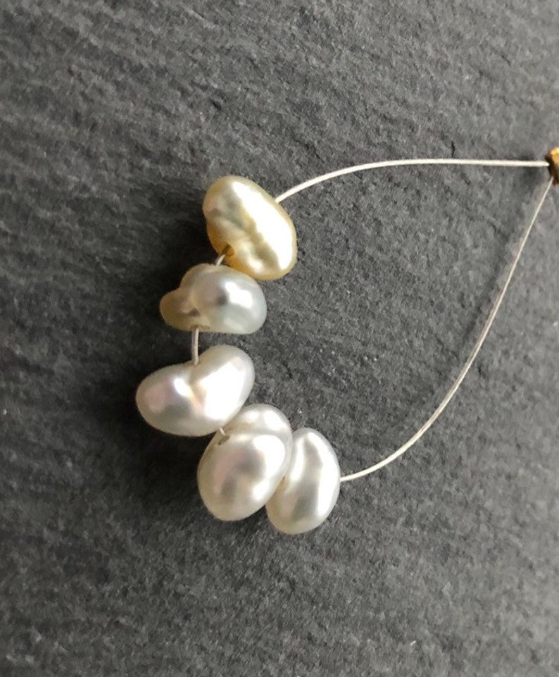Set of 5 South Sea Golden Cream Saltwater Keshi Pearls RARE AAA