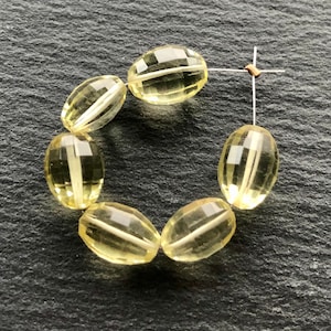 Large Step Faceted Lemon Quartz Oval Nugget Bead - 6 Beads