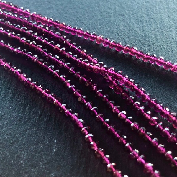 Micro Faceted Rhodolite Purple Garnet Rondelle Beads - 4mm - Choose Your Quantity