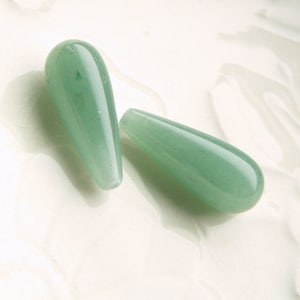 Top Half Drilled Smooth Polished Adventurine Briolette Pair - 20mm
