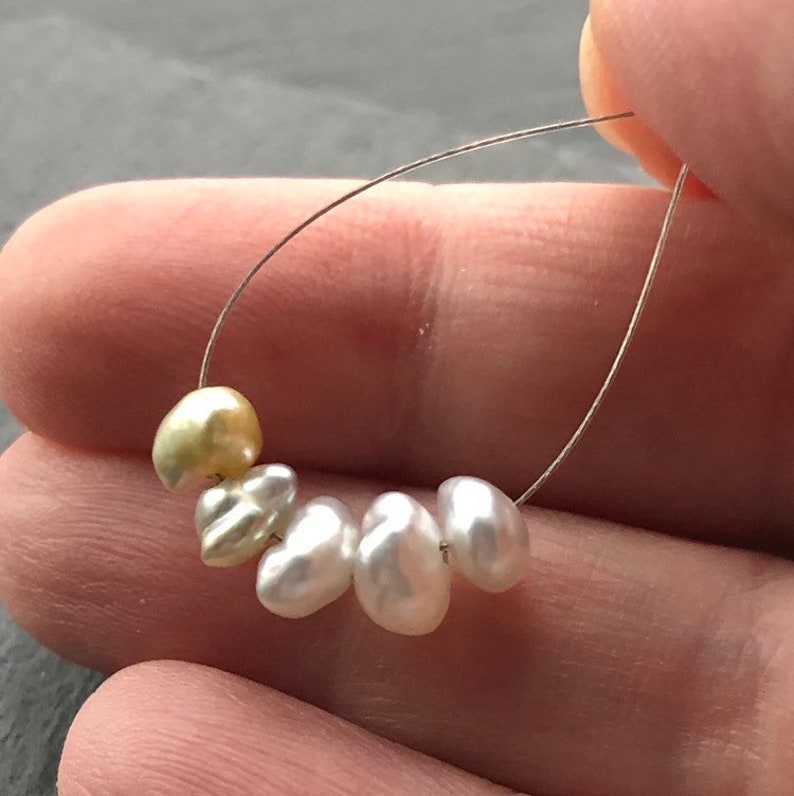 Set of 5 South Sea Golden Cream Saltwater Keshi Pearls RARE AAA