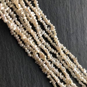 Japanese Akoya Cream Saltwater Keshi Keishi Pearls - 4” Mini Strand