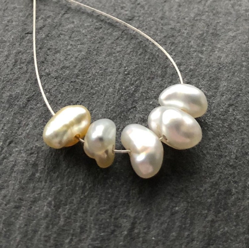 Set of 5 South Sea Golden Cream Saltwater Keshi Pearls RARE AAA