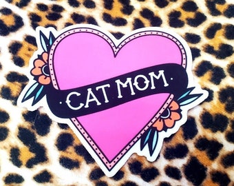 Adesivo de tatuagem mãe gato 3 polegadas