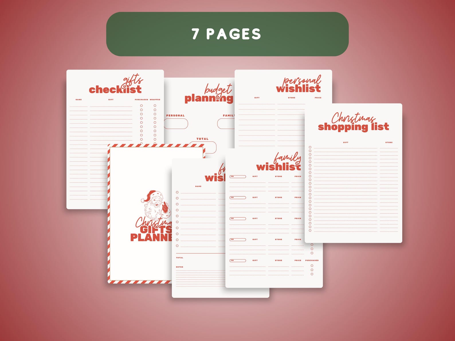 Printable Christmas Gift Planner | Vintage Minimalist Holiday Budget ...