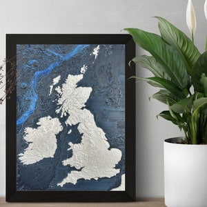 Carte topographique 3D du Royaume-Uni et de l'Irlande avec bathymétrie
