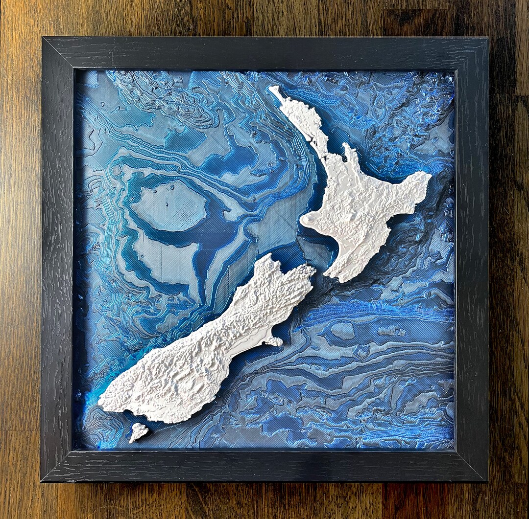 Topographic Map Frame 3D Printed New Zealand Topographic Map With Seafloor Framed Wall Art - Etsy