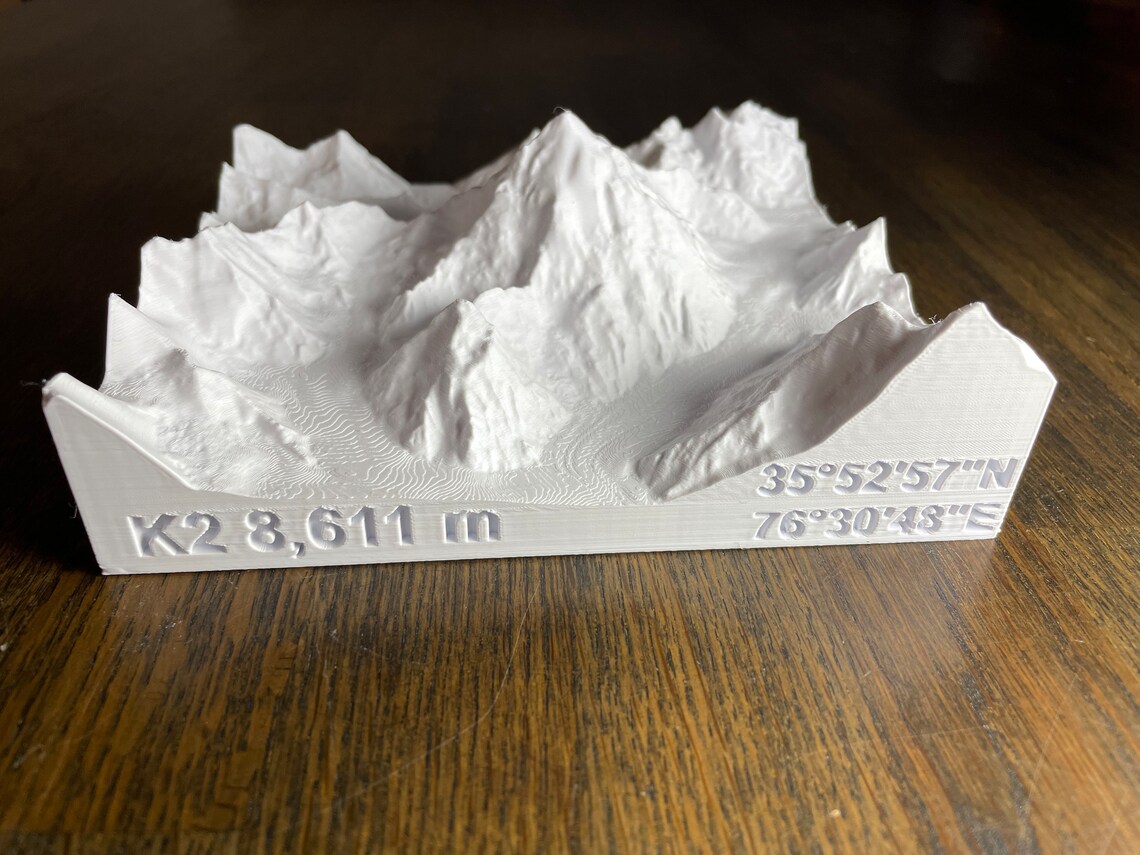 K2 3D Printed Topographic Model | Stunning Terrain Replica | Mountain ...