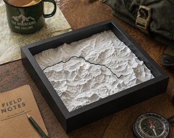 Topographic Trail Map in 3D – Custom Print with Your Hiking or Biking Route Highlighted!