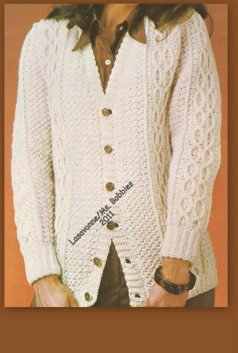 Crochet Aran Cardigan Pattern Ladies Bust 38 & 42 PDF Etsy