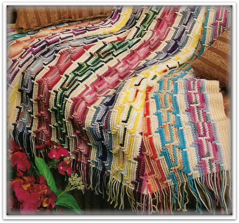 Crochet Afghan Pattern Southwest Flair Great for Scrap Etsy