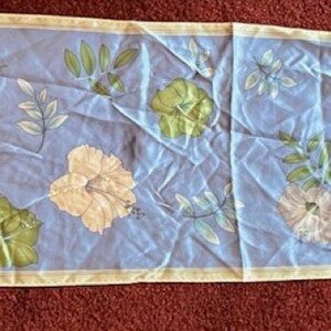 Vintage SILK SCARF NWT Anne Klein blue floral pattern long scarf spring hand rolled edges