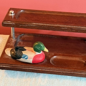 PATO DE MADERA, porta joyas para todo el dinero, porta cartas vintage para el Día del Padre, valet de 2 niveles