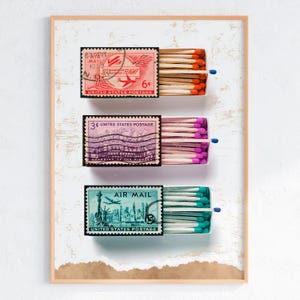 Matchbook Poster - Stempel Matchbox Kunstdruck, Geschenk, Minimalistisches Matchbook Digitaler Download, Neutrale ästhetische Wandkunst