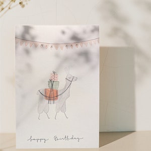 Original handgemalte Aquarellkarte | A5 Karte | personalisieren | handlettering | lama | presents  | Geschenk | Geburtstag | kids