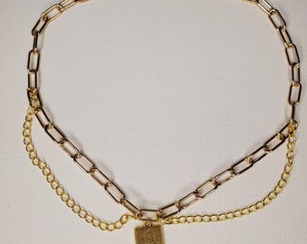 Tarot card choker necklace. Chain necklace. Gold accessories. Witch aesthetic. Gold chains. Alternative style. The moon, sun, stars, lovers.