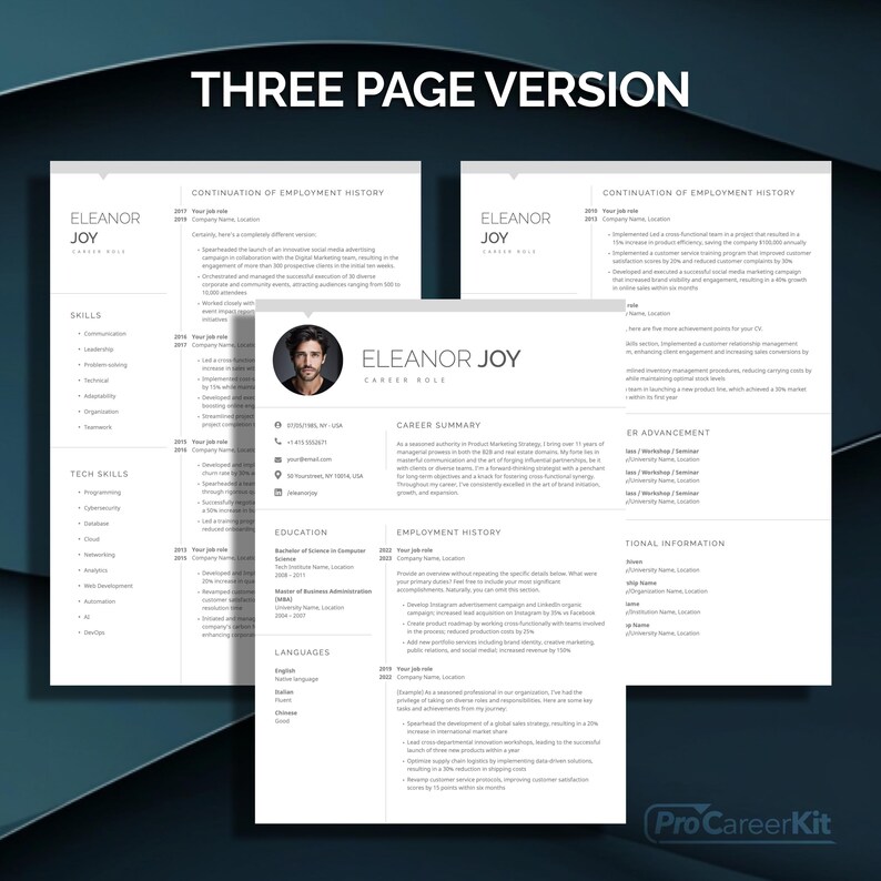 Informative Cv Example EN CV Template, Modern CV Template for Word, Pages, Clean, CV Template ...