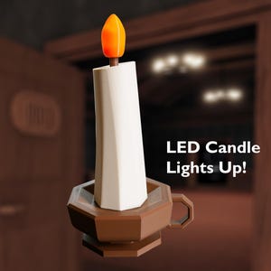Candle with LED Flickering Flame - Roblox Doors Inspired - Pretend Play