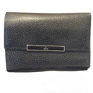 Luxurious Black Leather Tri-Fold Gucci Wallet with Silver Tab - Chic Handmade Fashion Accessory