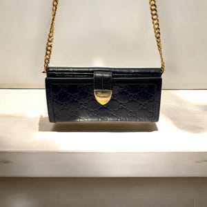 Cartera larga GUCCI atemporal - Piel negra auténtica - Estado impecable
