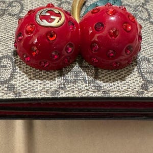 Authentic Gucci GG Supreme Cherry Wallet - Excellent Condition PVC/Leather Designer Accessory