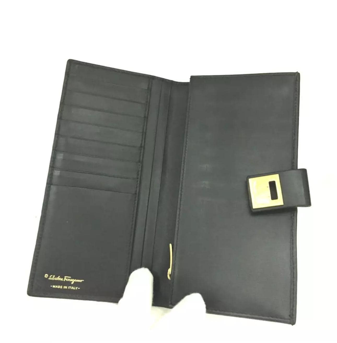 Salvatore Ferragamo Black Leather Wallet - New, Mint Condition 
