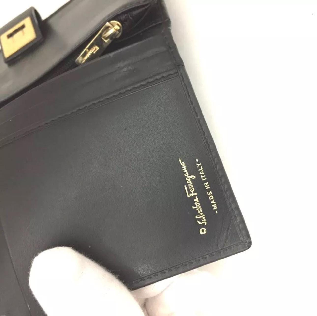 Salvatore Ferragamo Black Leather Wallet - New, Mint Condition 