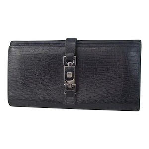 Authentic Gucci Jackie Piston Clasp Leather Wallet - Elegant Italian Designer Accessory in Excellent Condition