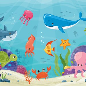 Preschool Education Worksheets: Ocean Animals. Montessori Printables and Toddler Busy Book for Kids.