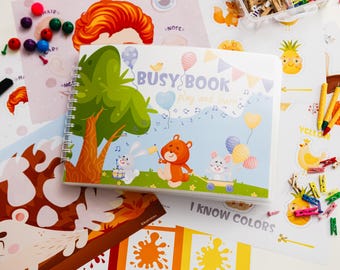Busy Book for Toddlers - Play and learn. Kindergarten Worksheets Printable. Preschool Homeschool Learning.