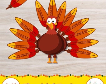 Thankful Turkey Activity | Thanksgiving Activity For Kids | Fall Activity For Children | Preschool Activities | Fall Printable | Homeschool