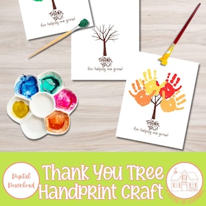 Thank You For Helping Me Grow | Handprint Craft | Handprint Memory Book | Handprint Gift | Handprint Art | Kids Art Craft | Toddler Activity