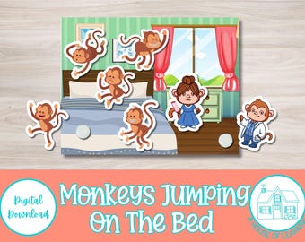Five Little Monkeys Jumping on the Bed | Nursery Rhyme | Learning Game | Busy Book | Quiet Book | Toddler Learning | Homeschool Print