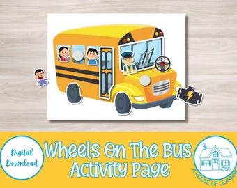 Wheels On The Bus | Nursery Rhyme | Learning Game | Busy Book | File Folder Game | Quiet Book | Toddler Learning | Homeschool Print | Autism