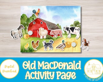 Old MacDonald | Nursery Rhyme | Learning Game | Busy Book | File Folder Game | Quiet Book | Toddler Learning | Homeschool Print | Montessori