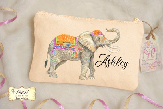 Personalized Elephant Makeup Bag Elephant Bag Travel Etsy