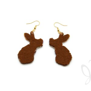 Rabbit with butterfly embroidered earrings in 14k gold fill. wearable art, Original, rabbit, bunny, butterfly, Earrings, Earring, Embroidery image 5