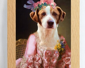 Royal Pet Portrait Painting, Personalized Photo, Dog Portrait, Cat Portrait, Royal Pets, Dog Drawing, Gifts, Rococo, Rococo style, gift, pet