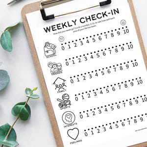 Weekly Check-in for kids (2 forms), Kids feelings check-in, Play therapy worksheet, Feelings worksheet, Mental health check in, telehealth