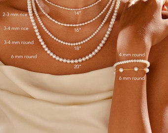 Certified AAA Pearl Necklace, Real Freshwater Jewelry, Elegant White Choker, Handmade Pearls, Luxury Mom likes 2~6mm Rice Round Pearls