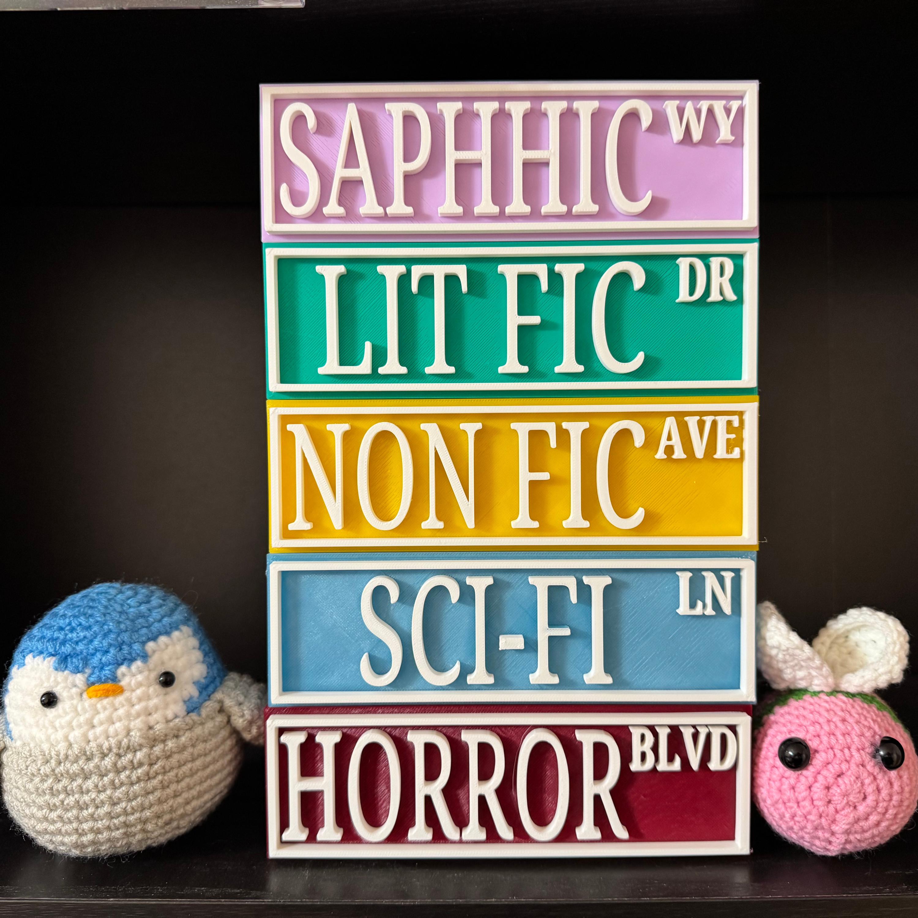 Bookish Street Book Sign SET 2 | Handmade, 3D Printed, Bookshelf Decor, Street Sign, Library Sign, Book Lover, Book Nook