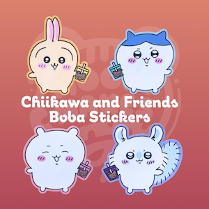 Chiikawa and Friends Boba Stickers (Full pack or Singles) | Cute Stickers, Chiikawa, Hachiware, Usagi, Momonga, Boba Stickers