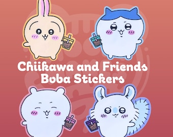 Chiikawa and Friends Boba Stickers (Full pack or Singles) | Cute Stickers, Chiikawa, Hachiware, Usagi, Momonga, Boba Stickers