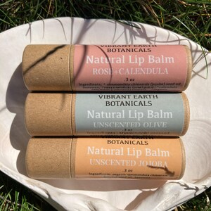 3 Pack Variety Pack Natural Lip Balm- In zero waste plastic free tube. All natural, infused with botanicals