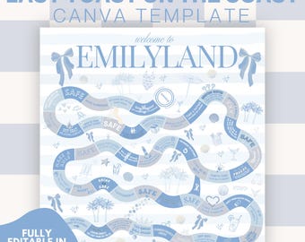 Custom Board Game TEMPLATE | Toast on the Coast | Perfect for your Bachelorette or Birthday Party
