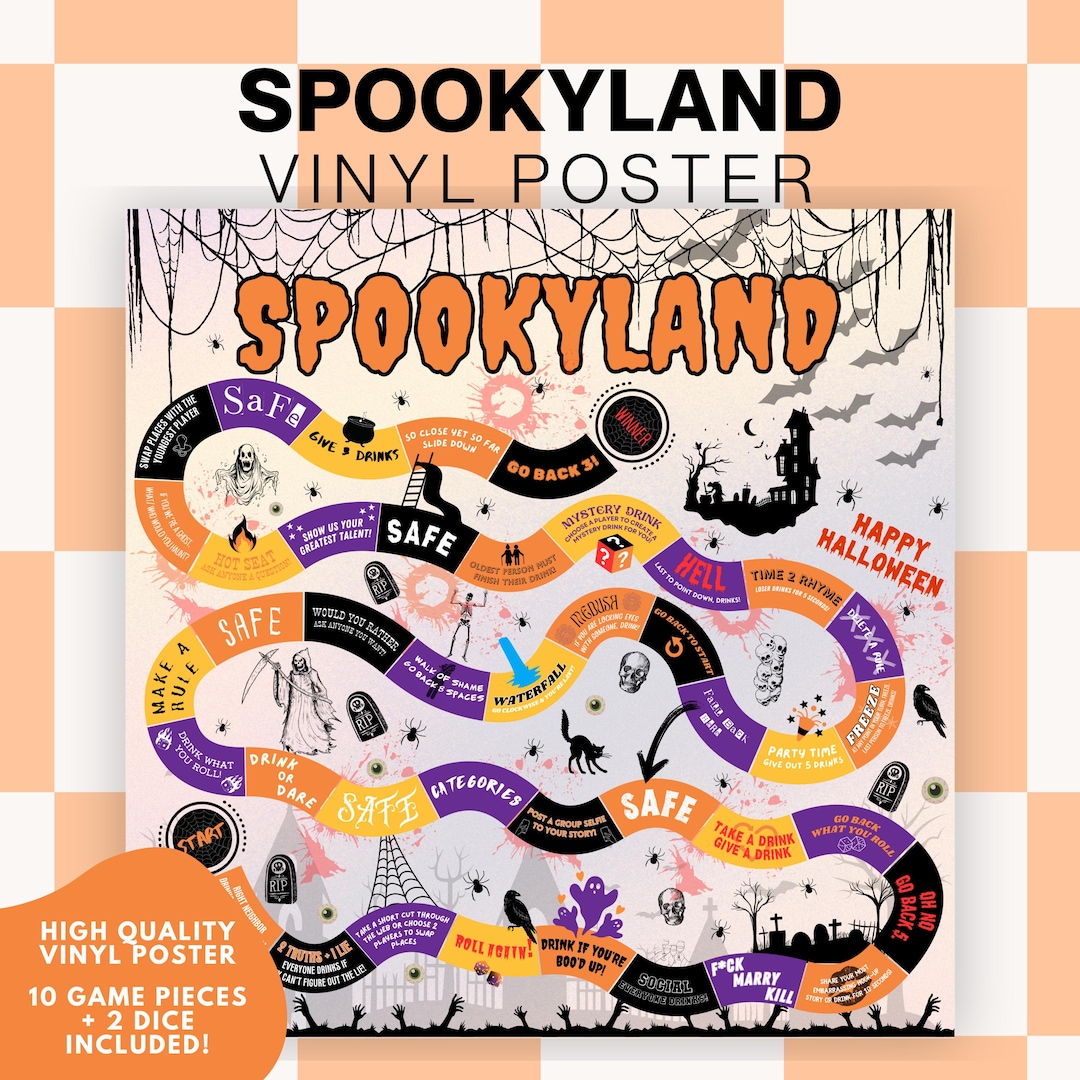 Spookyland Halloween Drinking Board Game: Vinyl Party Poster - Etsy